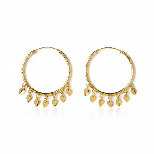 Gold Hoop Earrings with Charms - White Background
