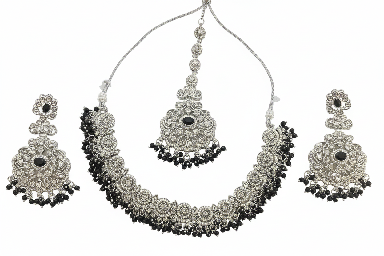 Royal Black Choker Set - Clean White Background